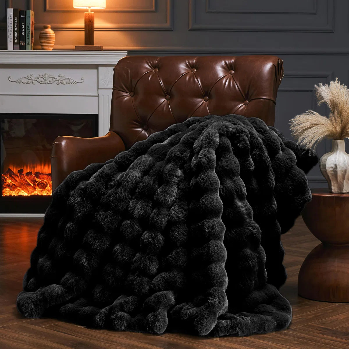 Cozy Warm Luxury Faux Fur Rabbit Throw Blanket, Knitted Soft Thick Furry Cute Plush Reversible Blanket for Sofa, Living Room, Bedroom - Suitable for Winter & Spring & Holiday Gift Ideas