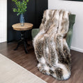 Italian Wolf Luxury Faux Fur Throw Blanket Assorted Sizes