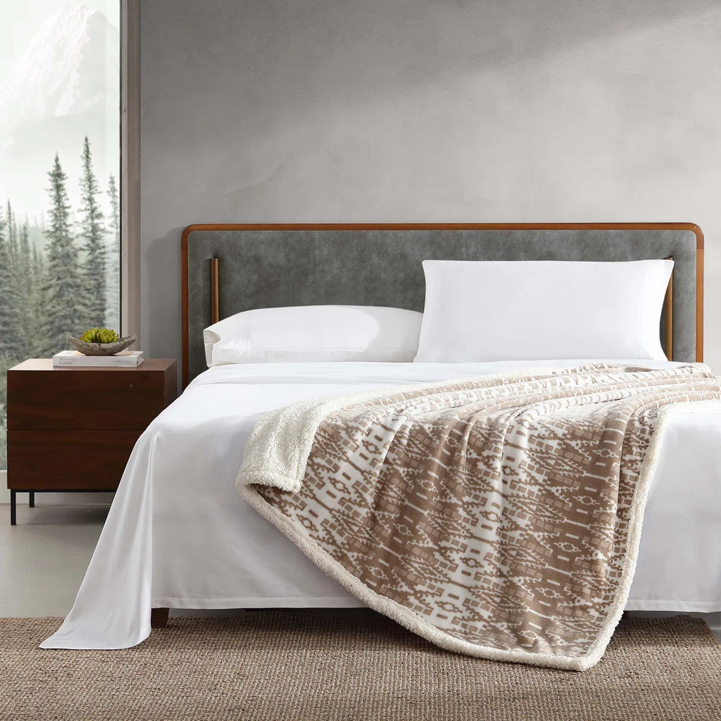 Eddie Bauer Printed Plush Fleece/Sherpa Throw Blankets