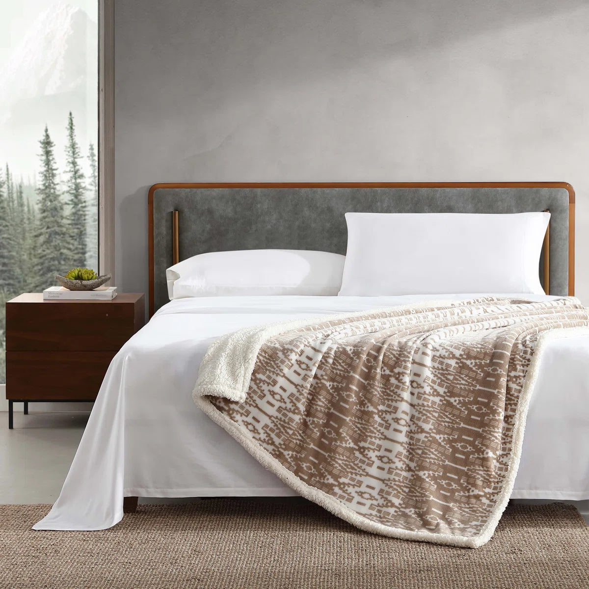 Eddie Bauer Printed Plush Fleece/Sherpa Throw Blankets