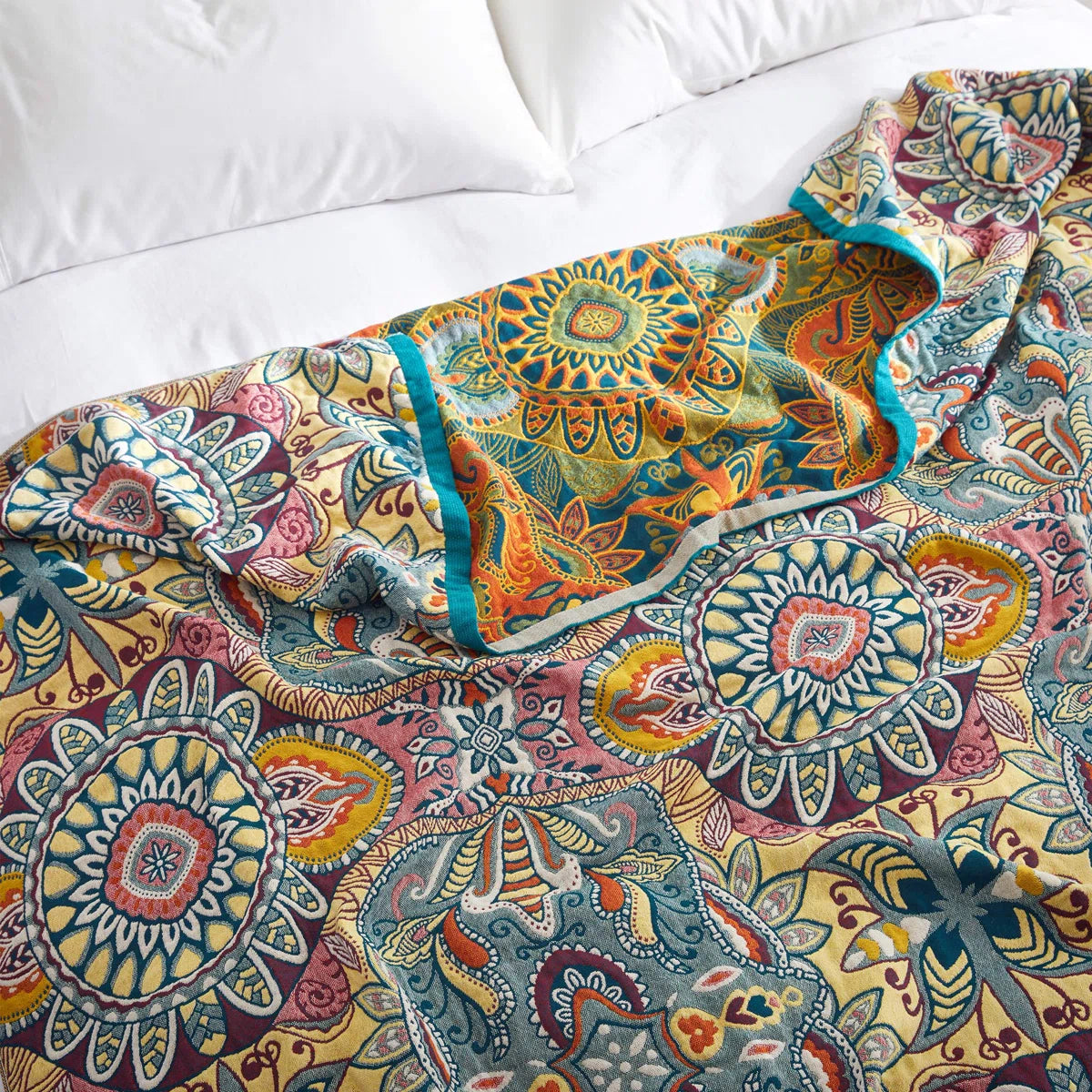 100% Natural Cotton Throw Blanket, Soft Breathable Woven Boho Throw for Couch, Sofa & Bed - Decorative Farmhouse Knit Blanket