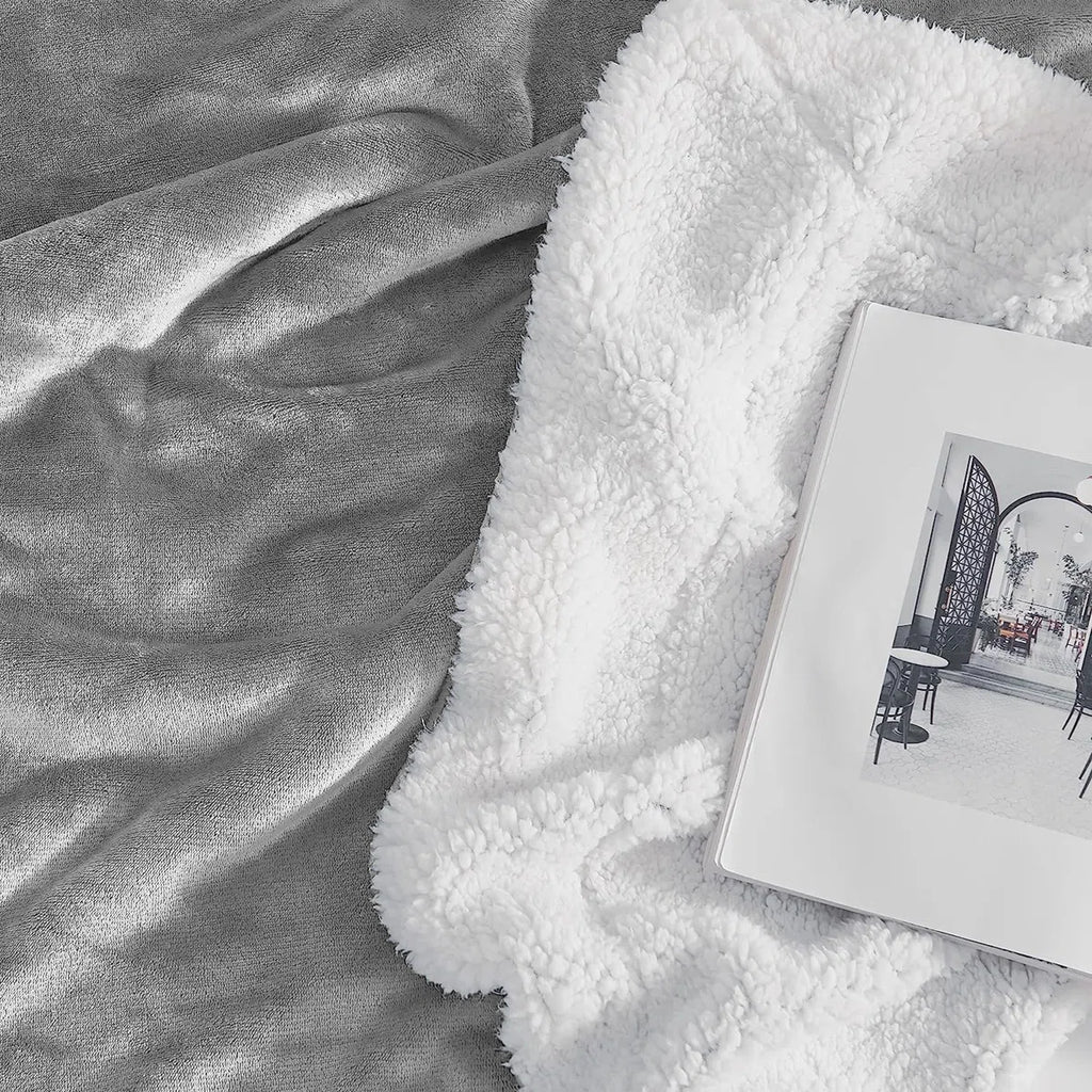 Sherpa Fleece Fur Thick Reversible Blanket Throw