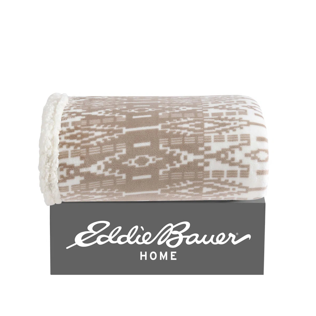Eddie Bauer Printed Plush Fleece/Sherpa Throw Blankets