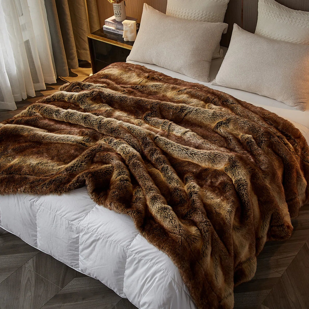 Luxury Faux Fur Blanket - Super Thick Warm Long Fluff Fuzzy Blanket for Bed